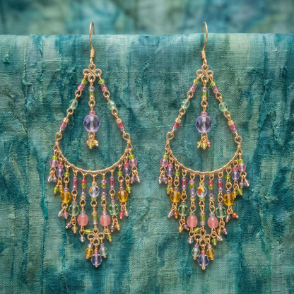 Multicolor Fire Polished Beaded Chandelier Earrings Stainless Steel - Gem Avenue Retail