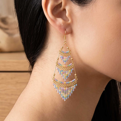 Cleopatra Czech Bead Earrings, Stainless Steel Chandelier Dangle Earrings - Gem Avenue Retail
