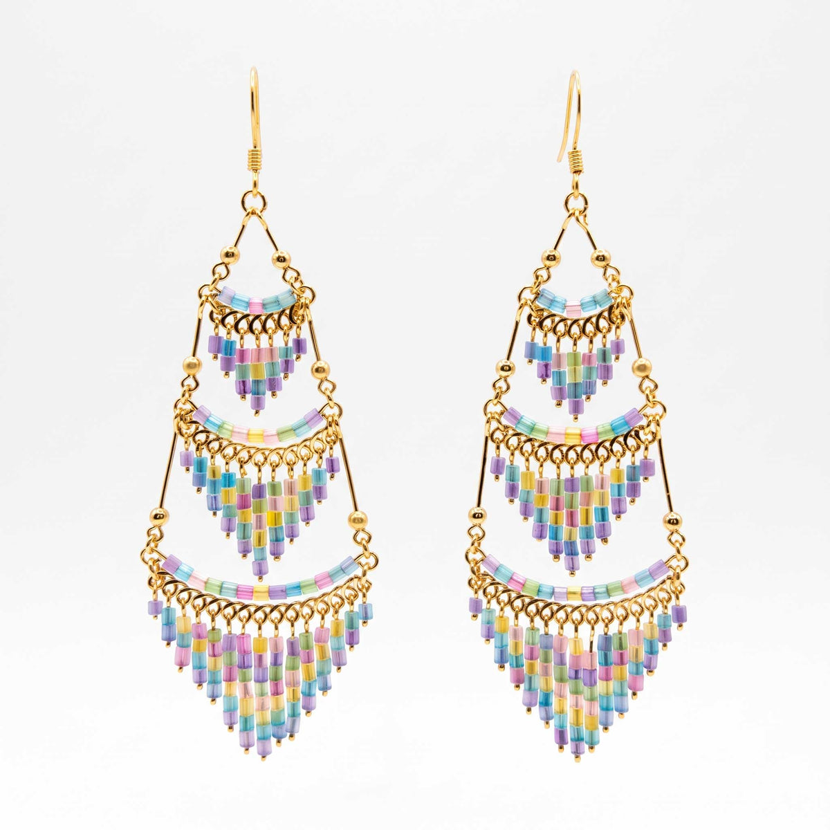 Cleopatra Czech Bead Earrings, Stainless Steel Chandelier Dangle Earrings - Gem Avenue Retail