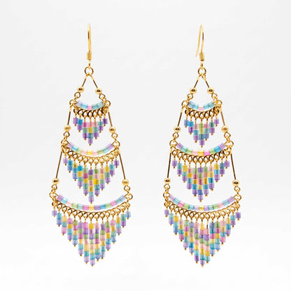 Cleopatra Czech Bead Earrings, Stainless Steel Chandelier Dangle Earrings - Gem Avenue Retail