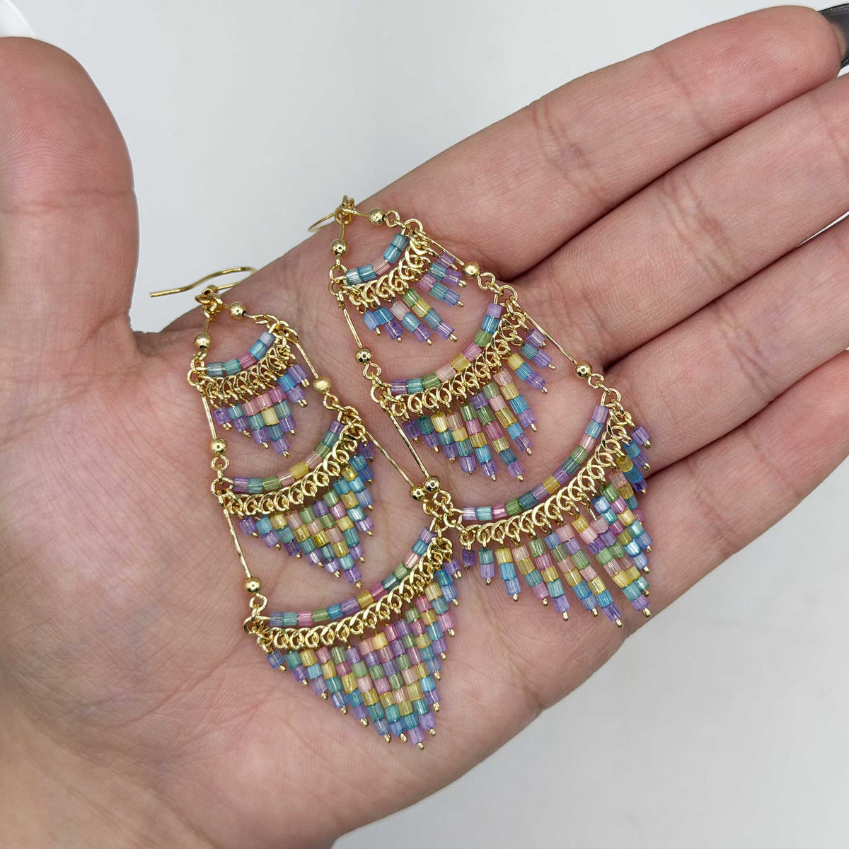 Cleopatra Czech Bead Earrings, Stainless Steel Chandelier Dangle Earrings - Gem Avenue Retail