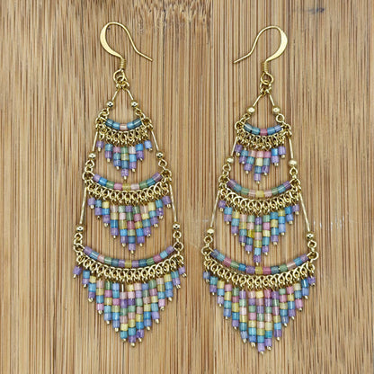 Cleopatra Czech Bead Earrings, Stainless Steel Chandelier Dangle Earrings - Gem Avenue Retail