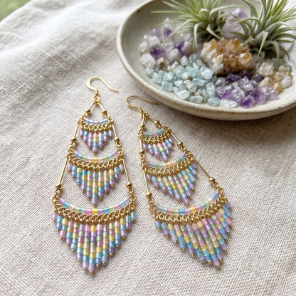 Cleopatra Czech Bead Earrings, Stainless Steel Chandelier Dangle Earrings - Gem Avenue Retail
