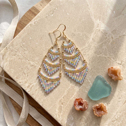 Cleopatra Czech Bead Earrings, Stainless Steel Chandelier Dangle Earrings - Gem Avenue Retail