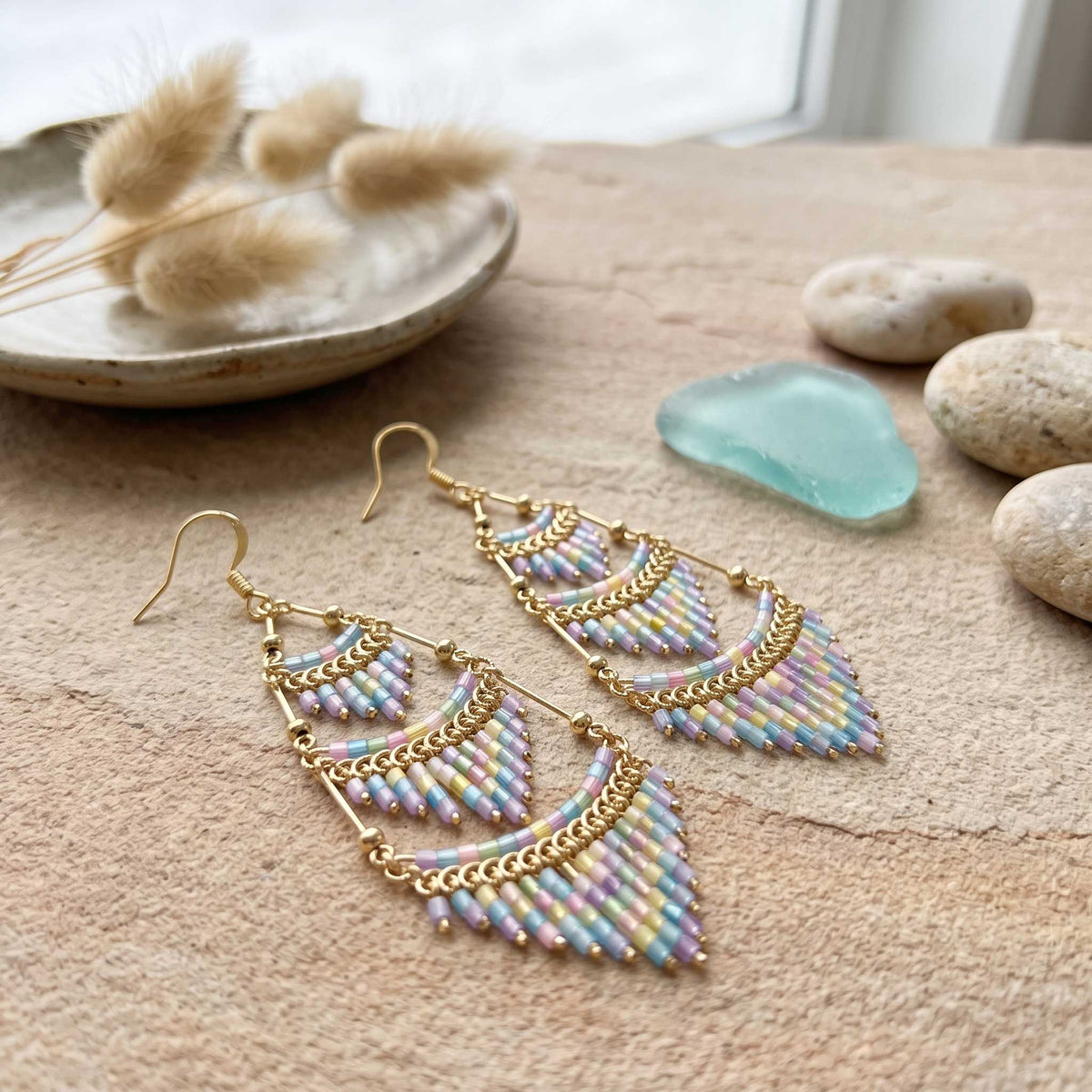 Cleopatra Czech Bead Earrings, Stainless Steel Chandelier Dangle Earrings - Gem Avenue Retail