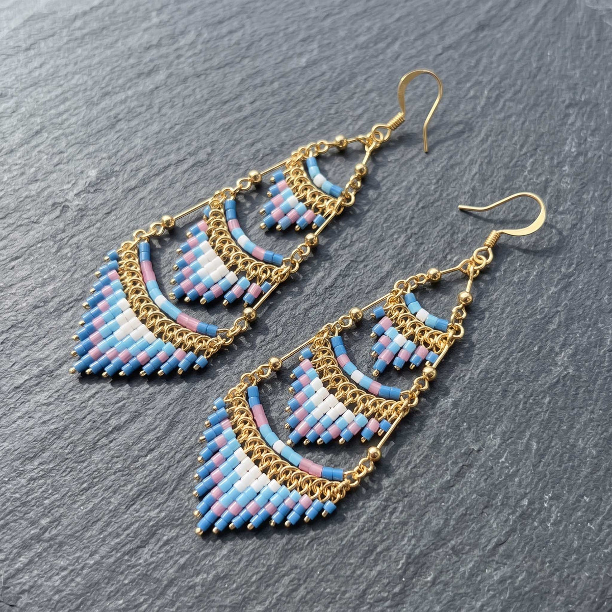 Cleopatra Czech Bead Earrings Stainless Steel Chandelier Dangle Earrings