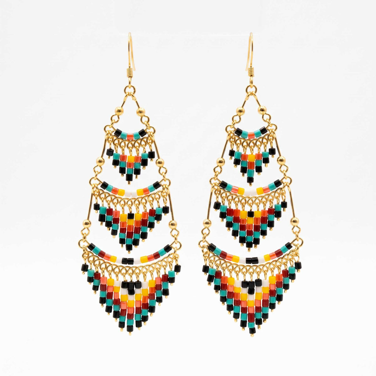 Cleopatra Czech Bead Earrings, Stainless Steel Chandelier Dangle Earrings - Gem Avenue Retail