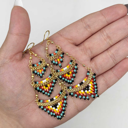 Cleopatra Czech Bead Earrings, Stainless Steel Chandelier Dangle Earrings - Gem Avenue Retail