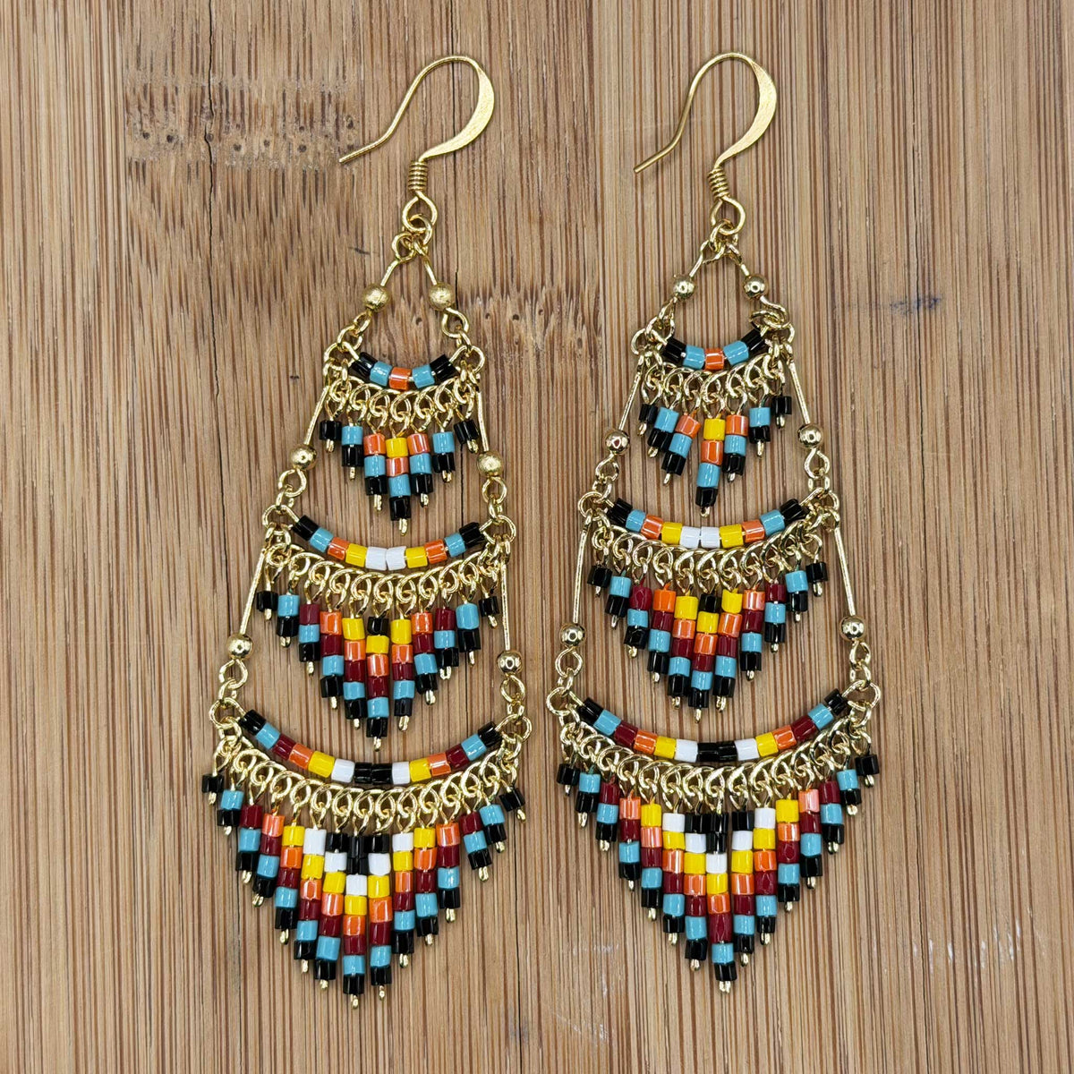 Cleopatra Czech Bead Earrings, Stainless Steel Chandelier Dangle Earrings - Gem Avenue Retail