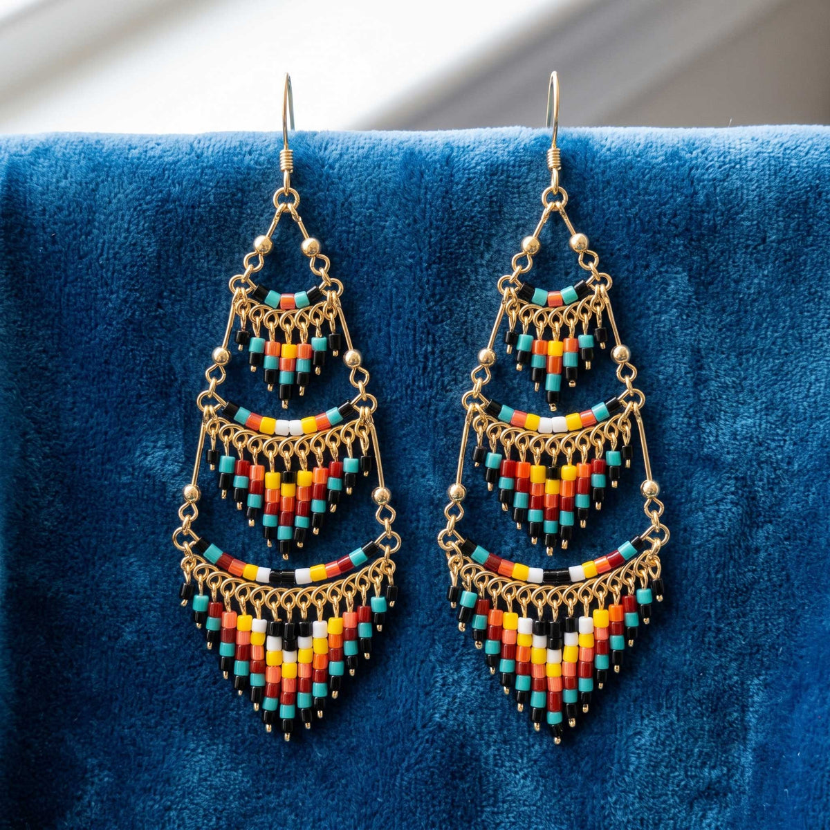 Cleopatra Czech Bead Earrings, Stainless Steel Chandelier Dangle Earrings - Gem Avenue Retail