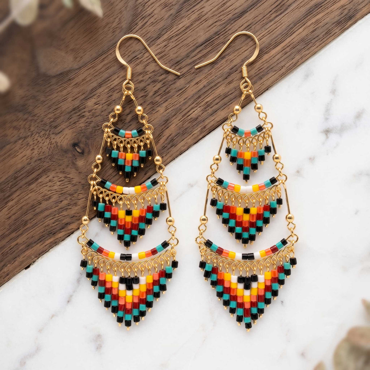 Cleopatra Czech Bead Earrings, Stainless Steel Chandelier Dangle Earrings - Gem Avenue Retail