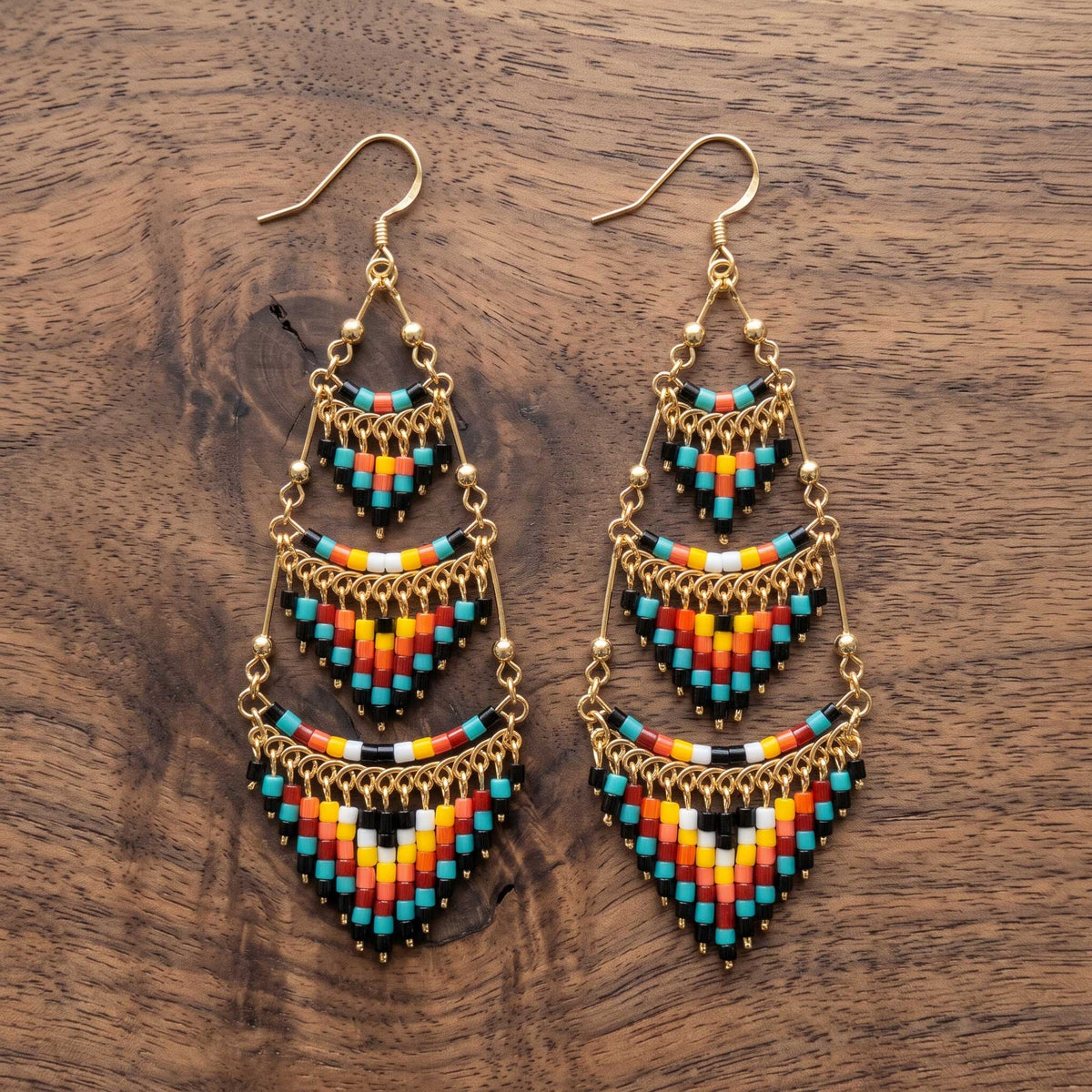 Cleopatra Czech Bead Earrings, Stainless Steel Chandelier Dangle Earrings - Gem Avenue Retail