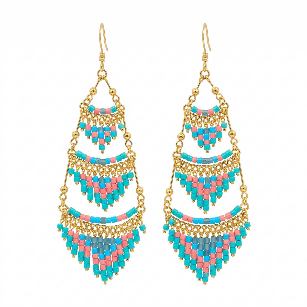Cleopatra Czech Bead Earrings Stainless Steel Chandelier Dangle Earrings