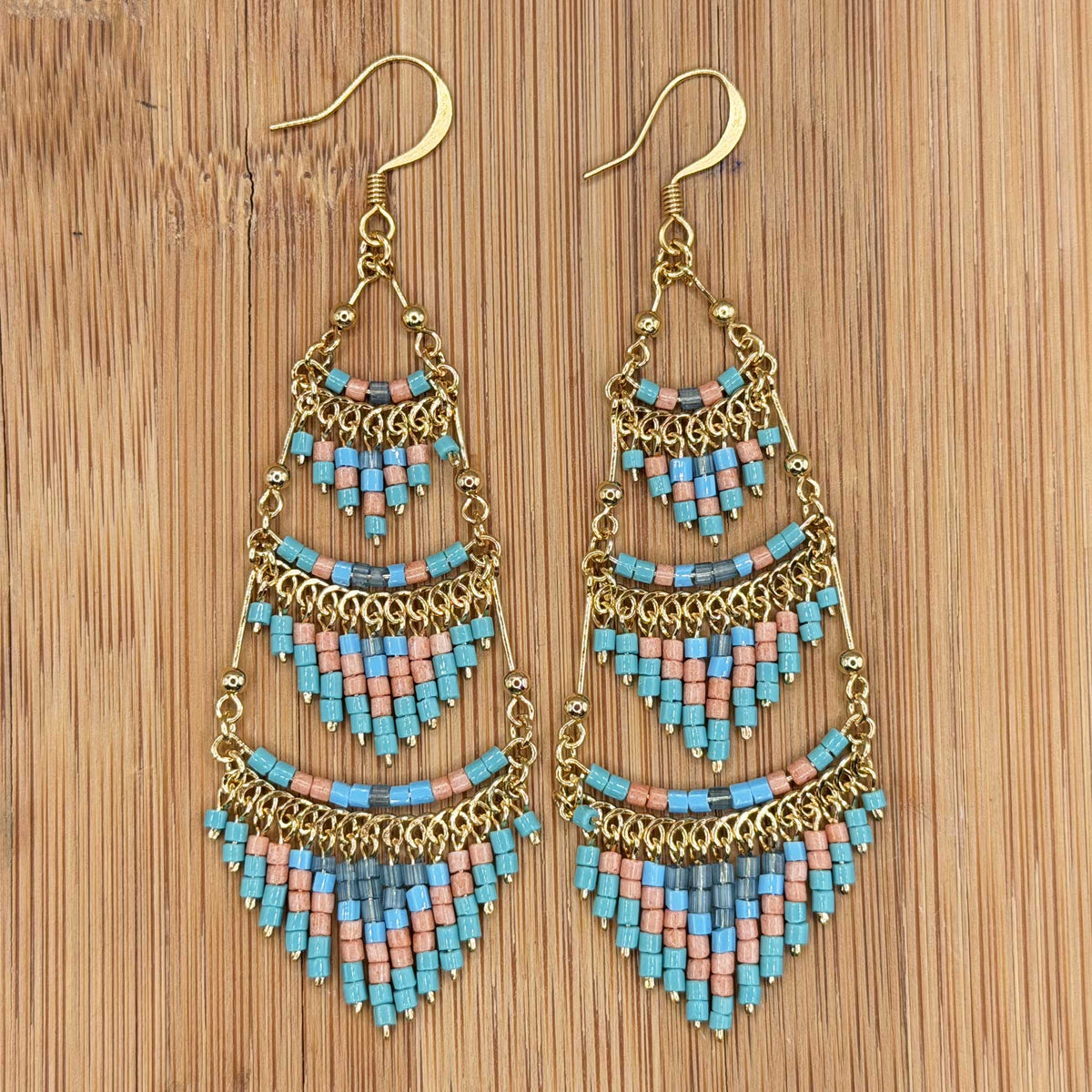 Cleopatra Czech Bead Earrings, Stainless Steel Chandelier Dangle Earrings - Gem Avenue Retail