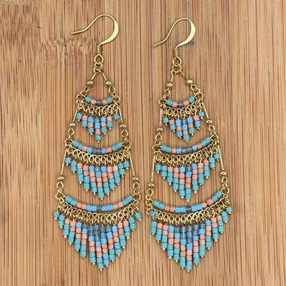 Cleopatra Czech Bead Earrings, Stainless Steel Chandelier Dangle Earrings - Gem Avenue Retail