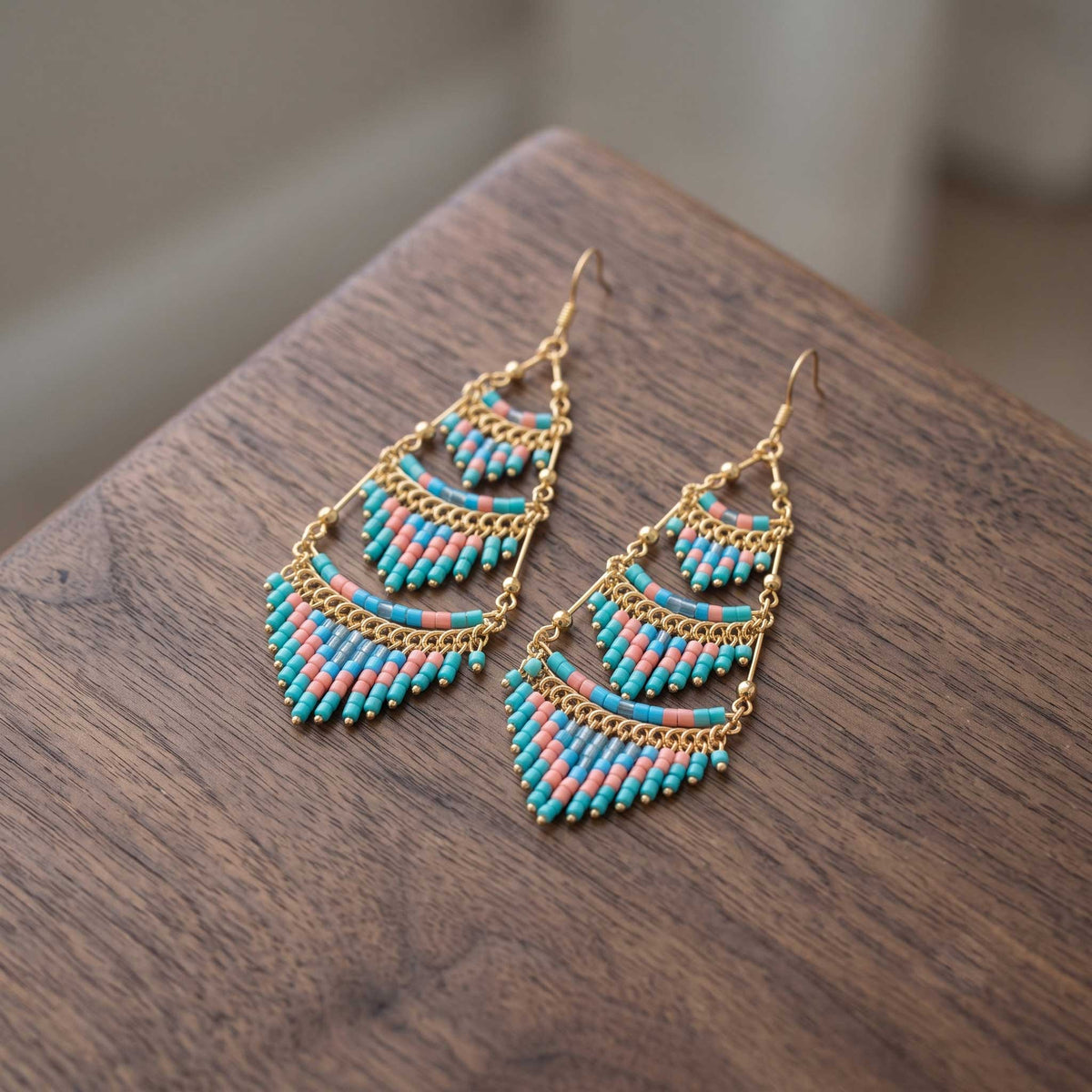 Cleopatra Czech Bead Earrings, Stainless Steel Chandelier Dangle Earrings - Gem Avenue Retail