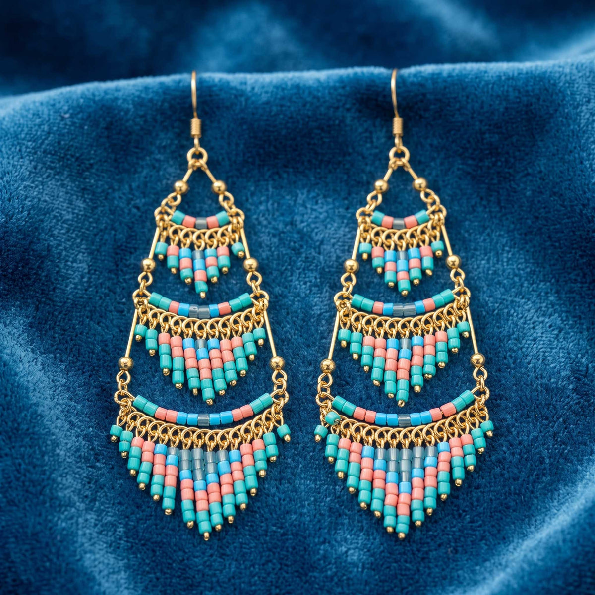 Cleopatra Czech Bead Earrings, Stainless Steel Chandelier Dangle Earrings - Gem Avenue Retail