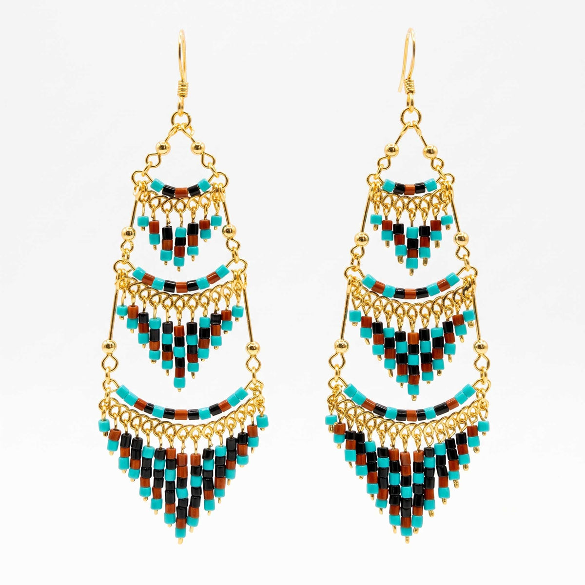 Cleopatra Czech Bead Earrings Stainless Steel Chandelier Dangle Earrings