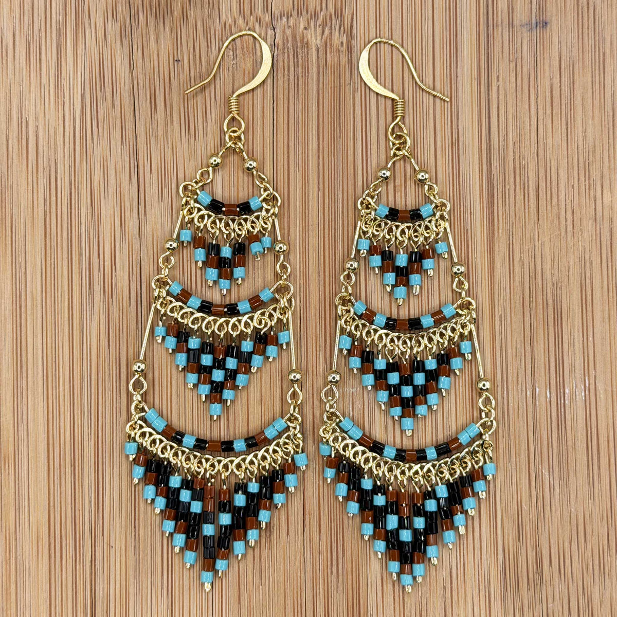 Cleopatra Czech Bead Earrings, Stainless Steel Chandelier Dangle Earrings - Gem Avenue Retail
