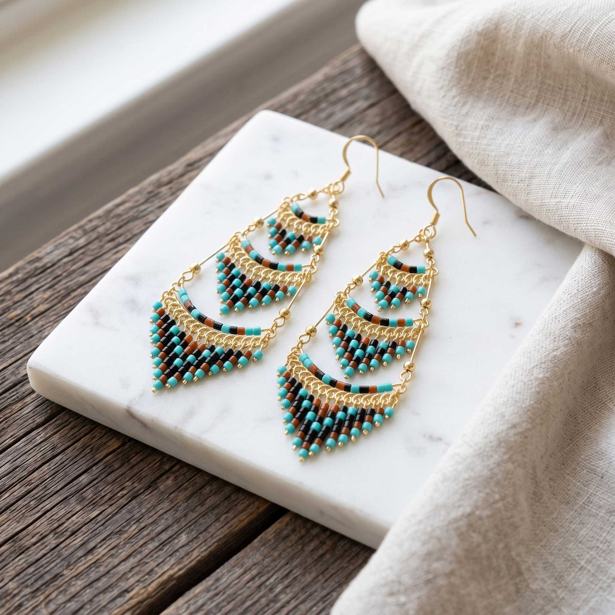 Cleopatra Czech Bead Earrings, Stainless Steel Chandelier Dangle Earrings - Gem Avenue Retail