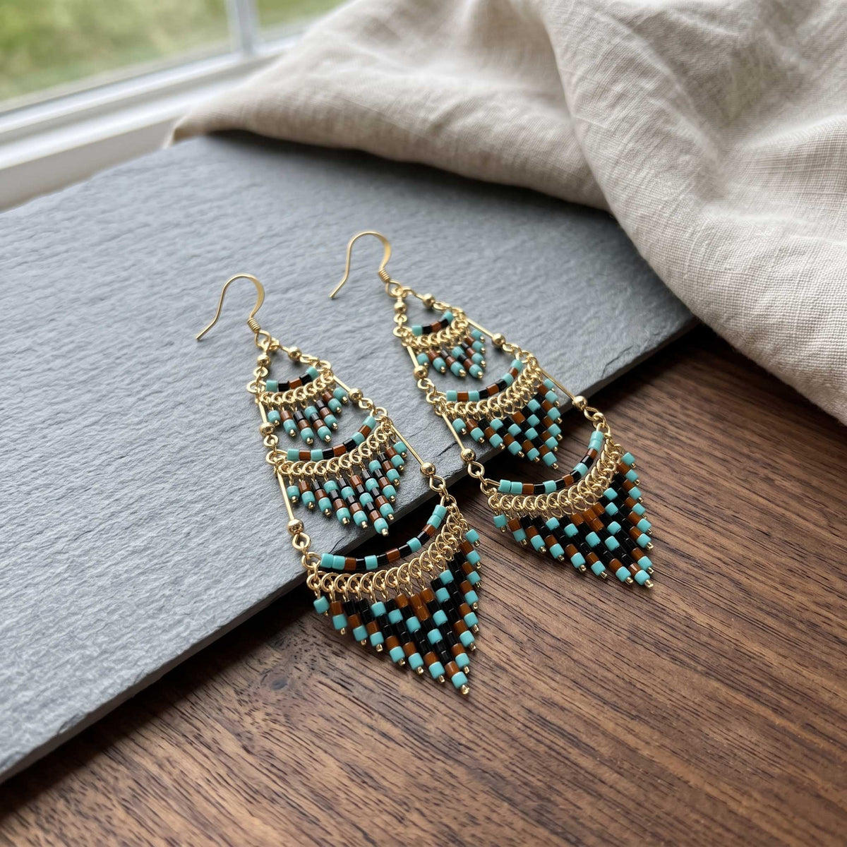 Cleopatra Czech Bead Earrings, Stainless Steel Chandelier Dangle Earrings - Gem Avenue Retail