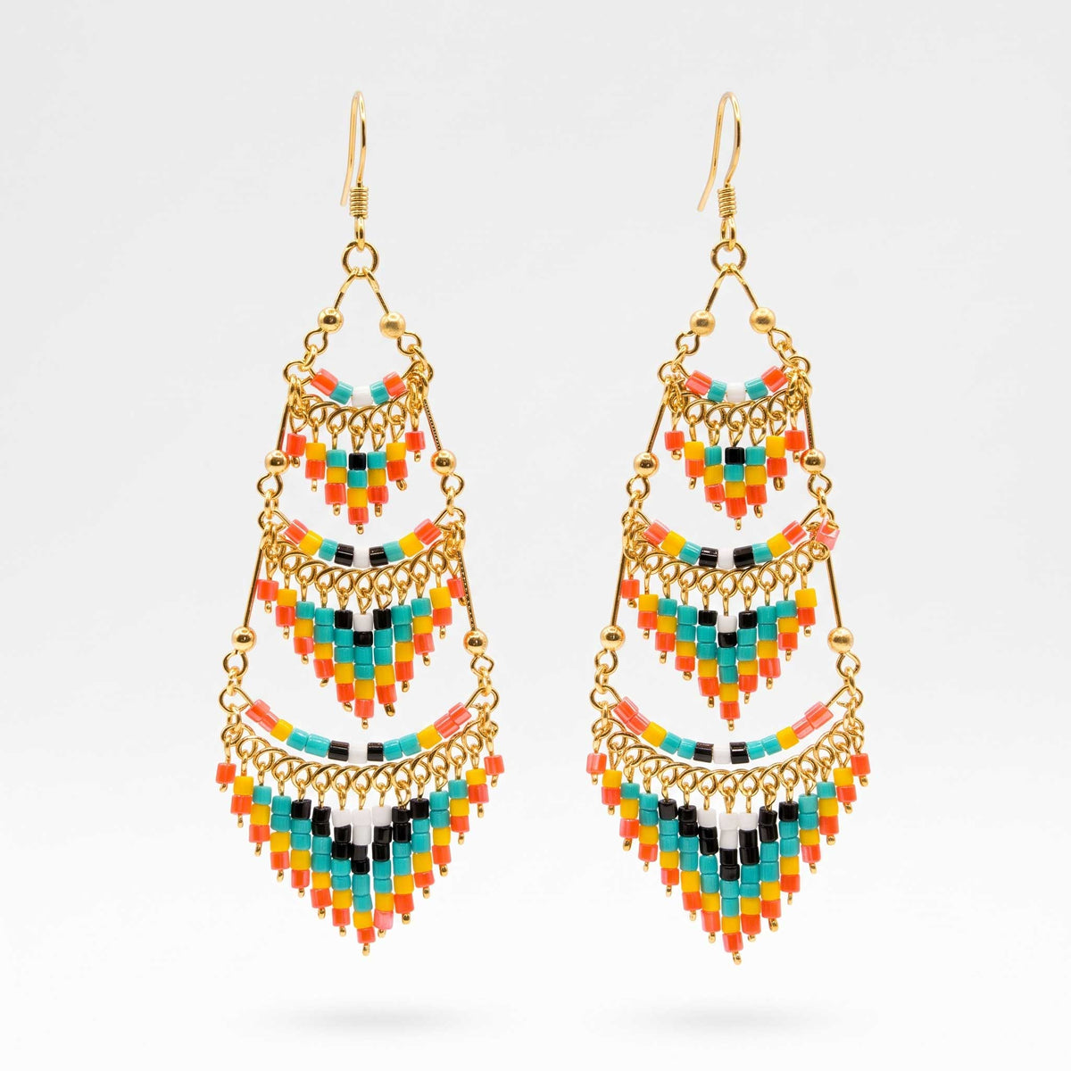 Cleopatra Czech Bead Earrings, Stainless Steel Chandelier Dangle Earrings - Gem Avenue Retail
