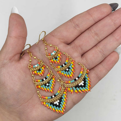 Cleopatra Czech Bead Earrings, Stainless Steel Chandelier Dangle Earrings - Gem Avenue Retail