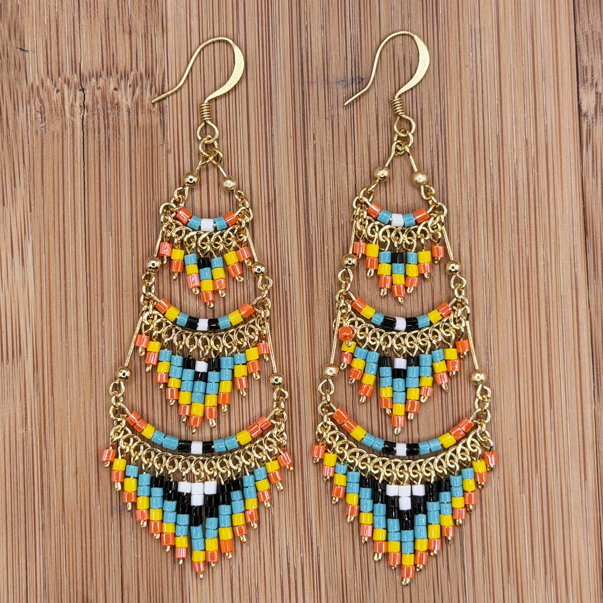 Cleopatra Czech Bead Earrings, Stainless Steel Chandelier Dangle Earrings - Gem Avenue Retail