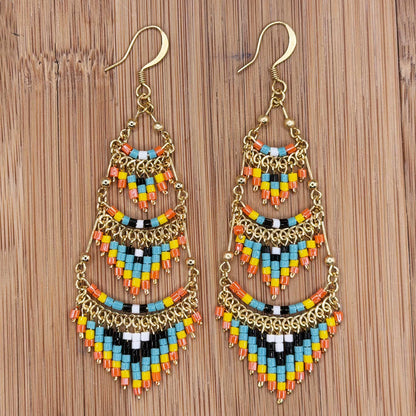Cleopatra Czech Bead Earrings, Stainless Steel Chandelier Dangle Earrings - Gem Avenue Retail