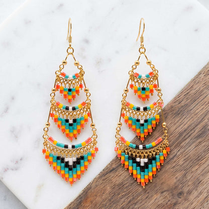 Cleopatra Czech Bead Earrings, Stainless Steel Chandelier Dangle Earrings - Gem Avenue Retail