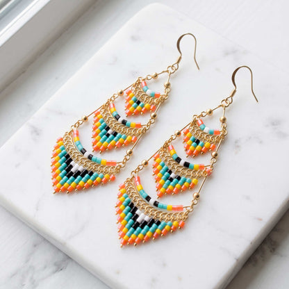 Cleopatra Czech Bead Earrings, Stainless Steel Chandelier Dangle Earrings - Gem Avenue Retail
