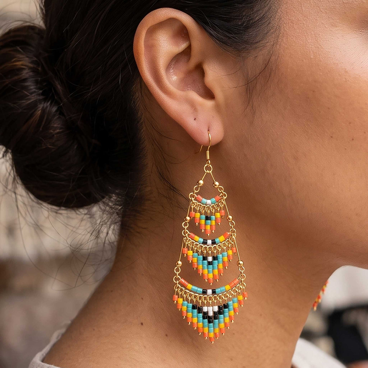 Cleopatra Czech Bead Earrings, Stainless Steel Chandelier Dangle Earrings - Gem Avenue Retail