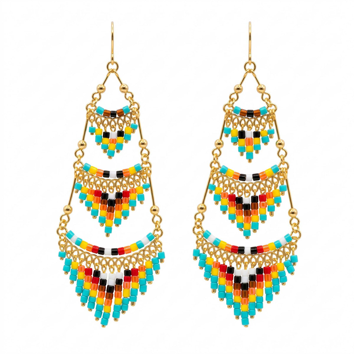 Cleopatra Czech Bead Chandelier Earrings, Stainless Steel Dangle Earrings - Gem Avenue Retail