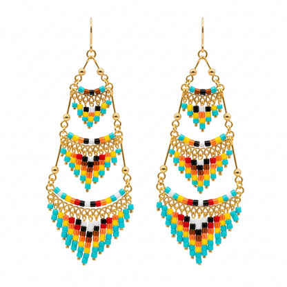 Cleopatra Czech Bead Chandelier Earrings, Stainless Steel Dangle Earrings - Gem Avenue Retail