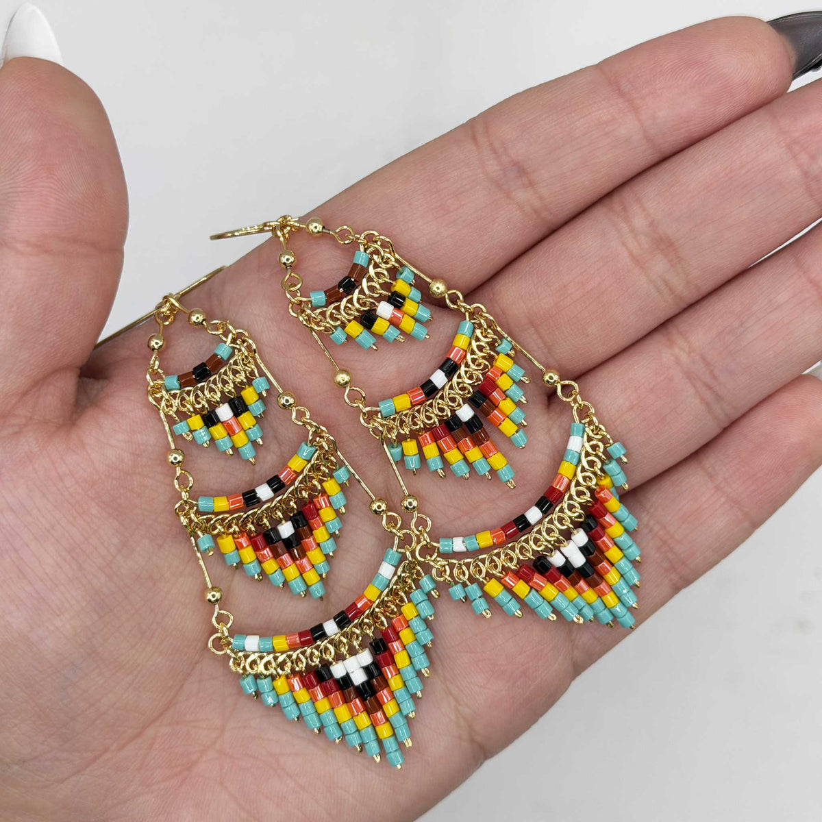 Cleopatra Czech Bead Chandelier Earrings, Stainless Steel Dangle Earrings - Gem Avenue Retail