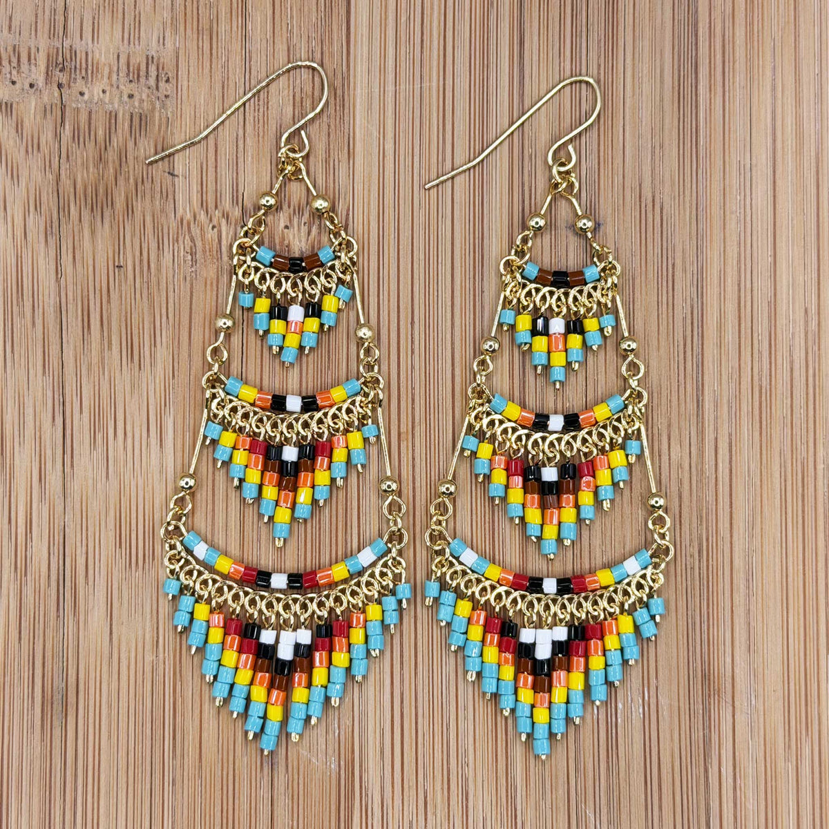 Cleopatra Czech Bead Chandelier Earrings, Stainless Steel Dangle Earrings - Gem Avenue Retail