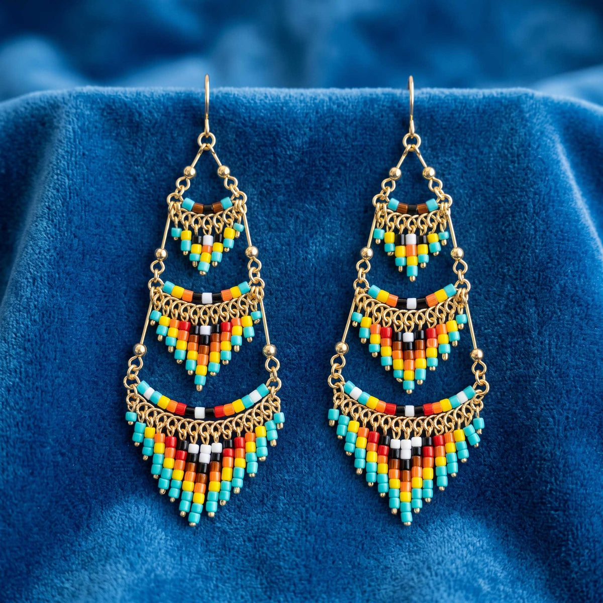 Cleopatra Czech Bead Chandelier Earrings, Stainless Steel Dangle Earrings - Gem Avenue Retail