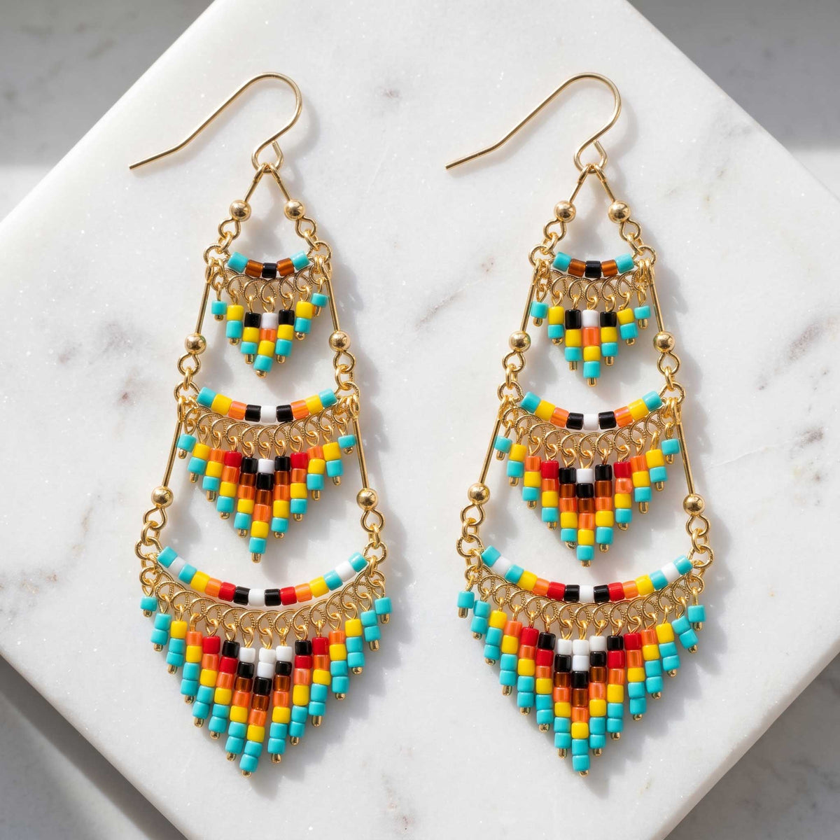 Cleopatra Czech Bead Chandelier Earrings, Stainless Steel Dangle Earrings - Gem Avenue Retail