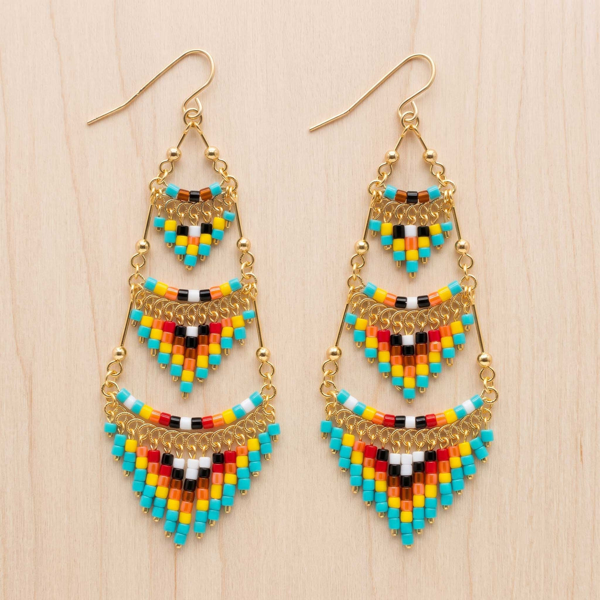 Cleopatra Czech Bead Chandelier Earrings, Stainless Steel Dangle Earrings - Gem Avenue Retail