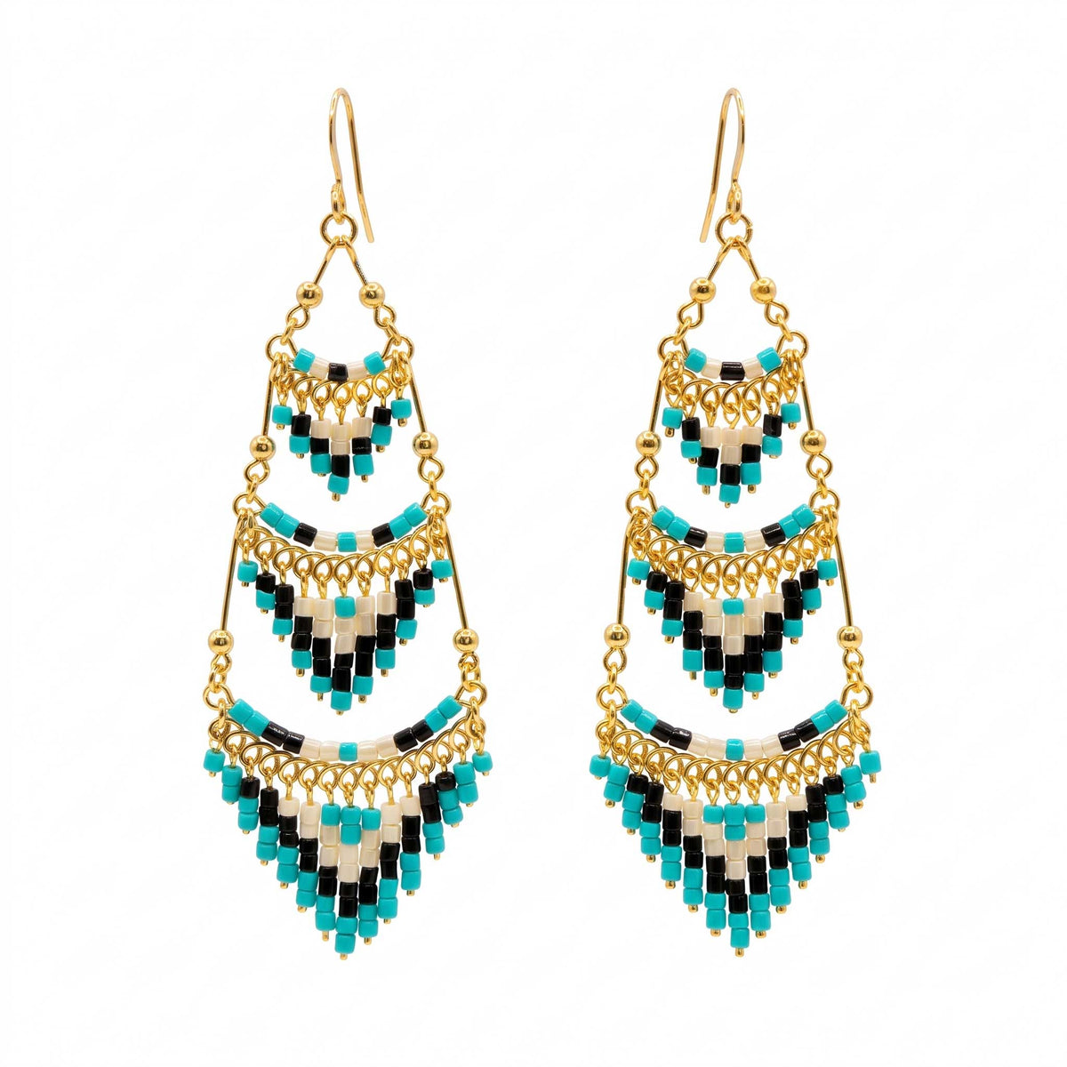 Cleopatra Czech Bead Chandelier Earrings, Stainless Steel Dangle Earrings - Gem Avenue Retail