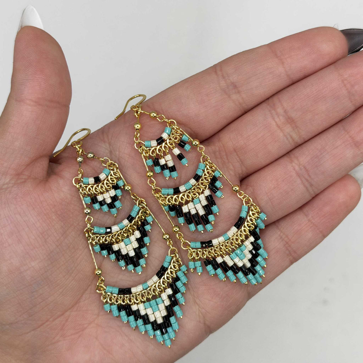 Cleopatra Czech Bead Chandelier Earrings, Stainless Steel Dangle Earrings - Gem Avenue Retail