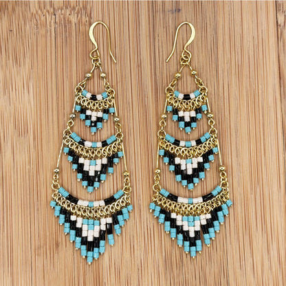 Cleopatra Czech Bead Chandelier Earrings, Stainless Steel Dangle Earrings - Gem Avenue Retail