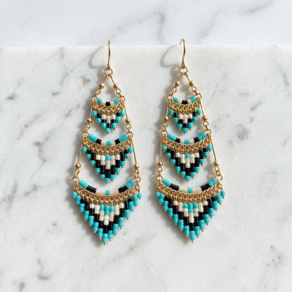 Cleopatra Czech Bead Chandelier Earrings, Stainless Steel Dangle Earrings - Gem Avenue Retail