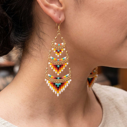 Cleopatra Czech Bead Chandelier Earrings, Stainless Steel Dangle Earrings - Gem Avenue Retail