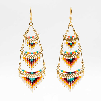 Cleopatra Czech Bead Chandelier Earrings, Stainless Steel Dangle Earrings - Gem Avenue Retail