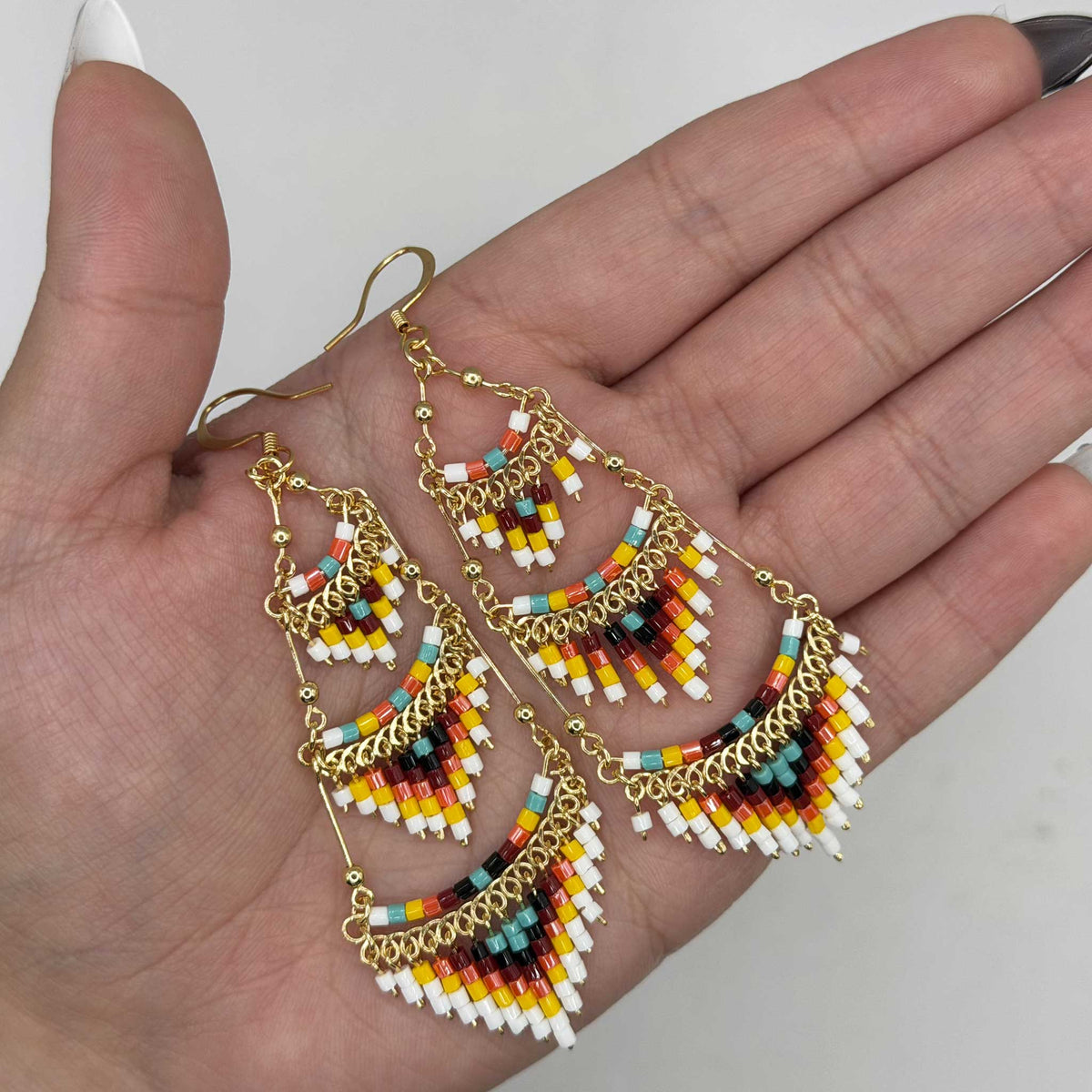 Cleopatra Czech Bead Chandelier Earrings, Stainless Steel Dangle Earrings - Gem Avenue Retail