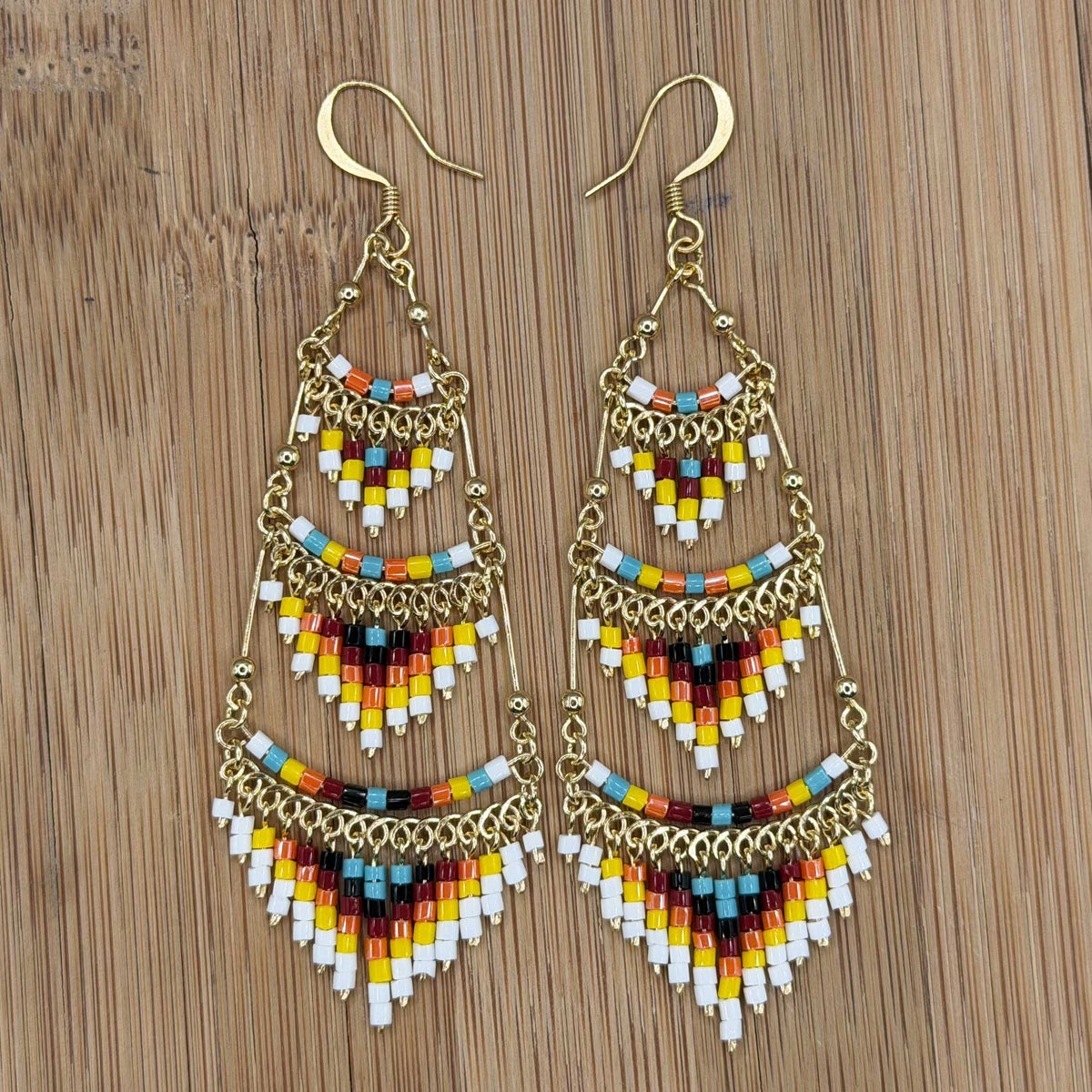 Cleopatra Czech Bead Earrings Stainless Steel Chandelier Dangle Earrings