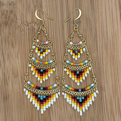 Cleopatra Czech Bead Earrings Stainless Steel Chandelier Dangle Earrings