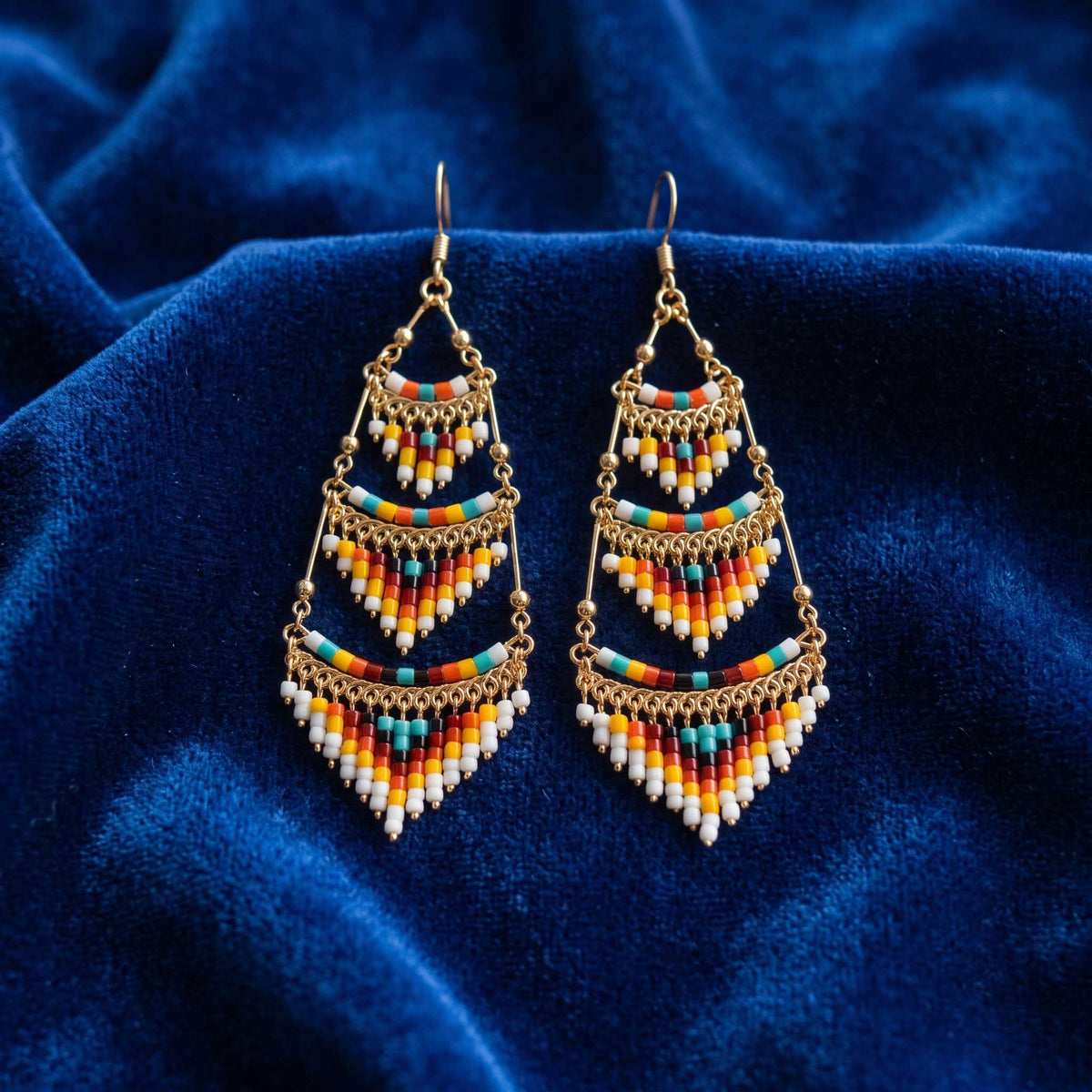 Cleopatra Czech Bead Earrings Stainless Steel Chandelier Dangle Earrings