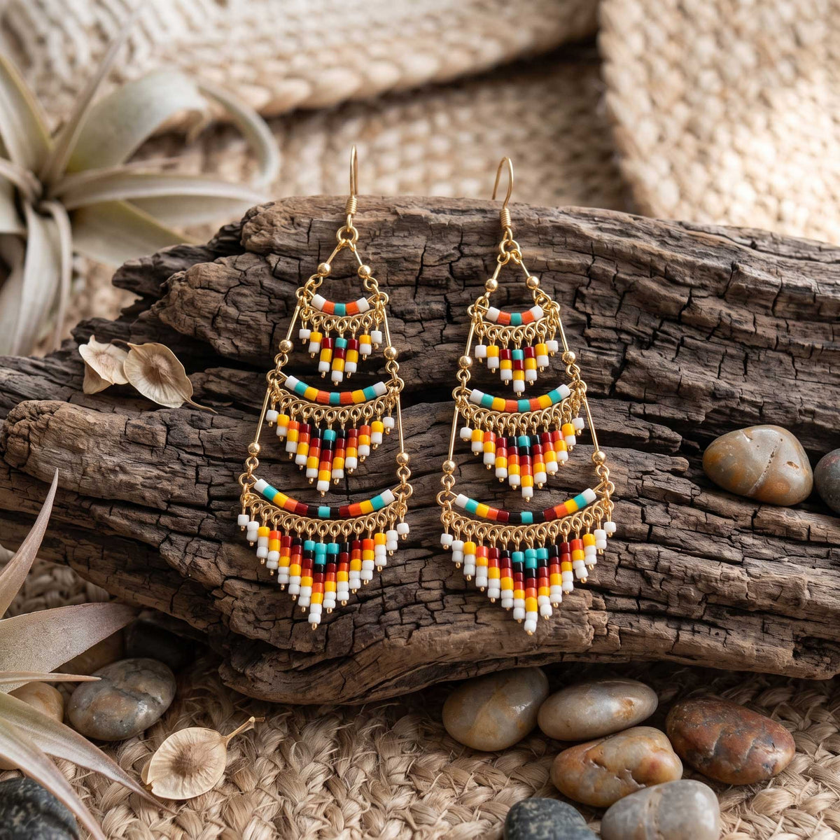 Cleopatra Czech Bead Chandelier Earrings, Stainless Steel Dangle Earrings - Gem Avenue Retail